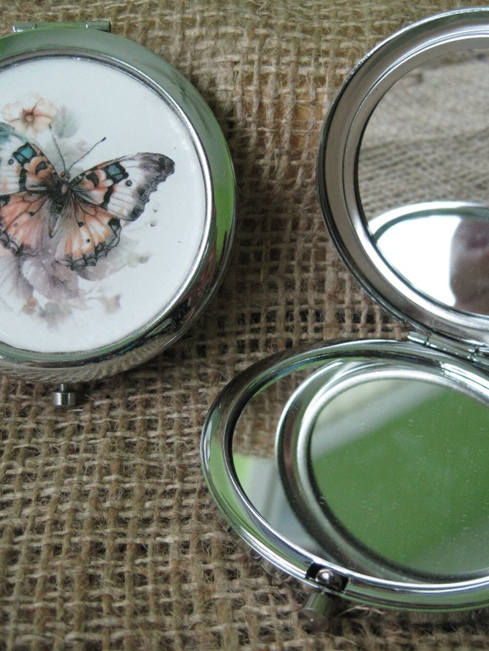 Vintage Butterfly Themed Compact/Pocket Mirror